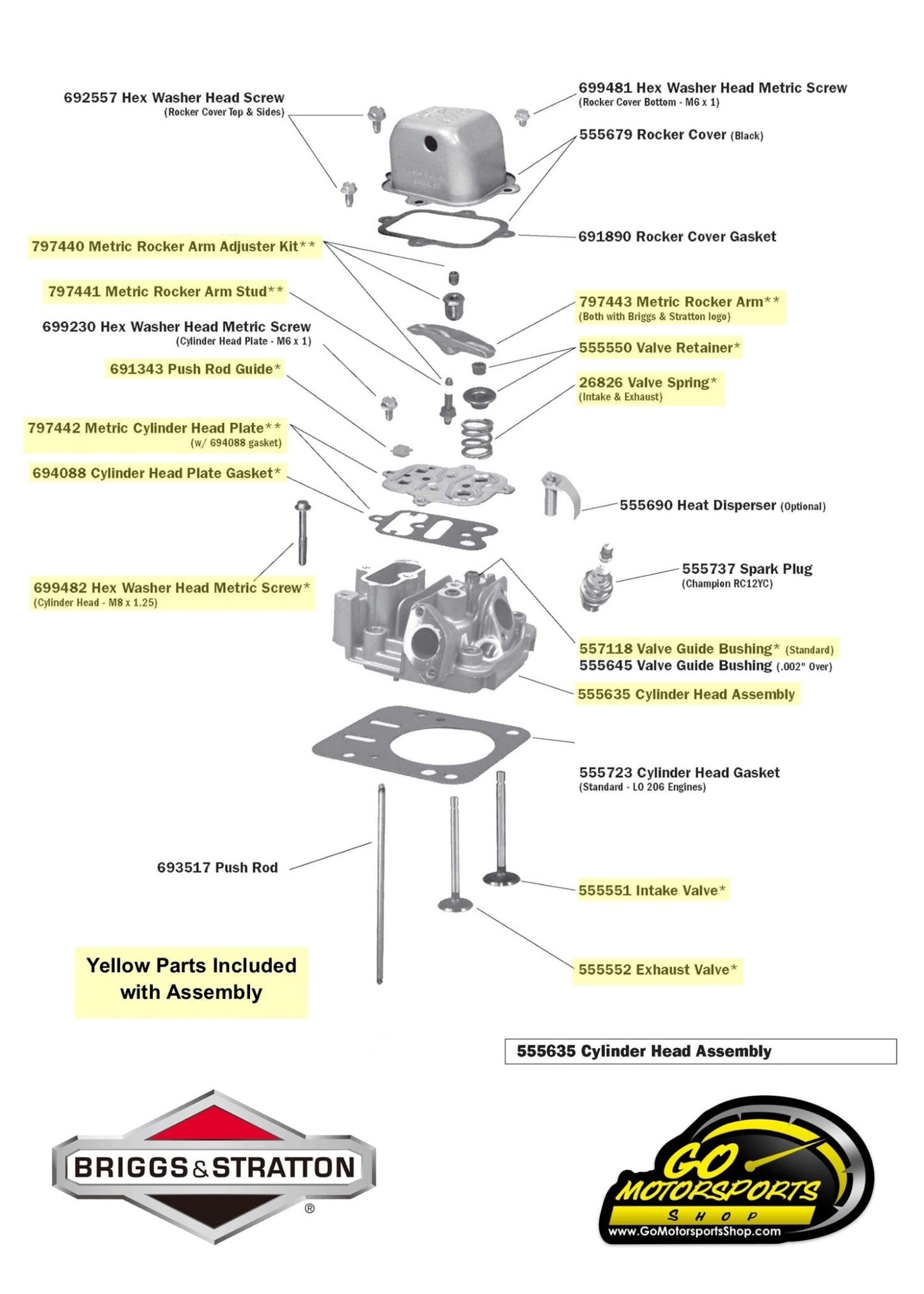 GO Kart | Cylinder Head Assembly for LO206/Animal - GO Motorsports Shop