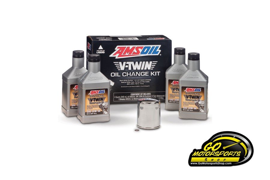 Amsoil V - Twin Oil Change Kit (Chrome & Black Filter) - GO Motorsports Shop