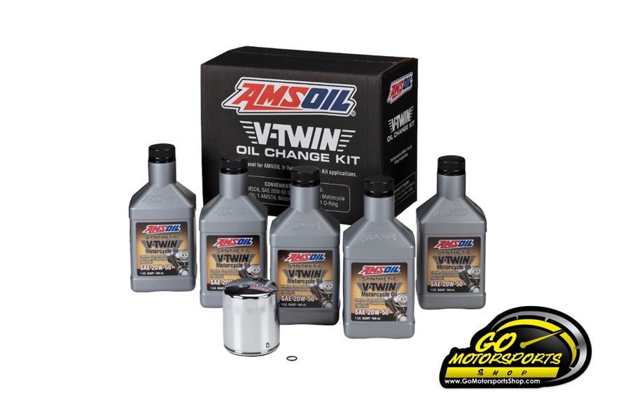 Amsoil V - Twin Oil Change Kit (Chrome & Black Filter) - GO Motorsports Shop