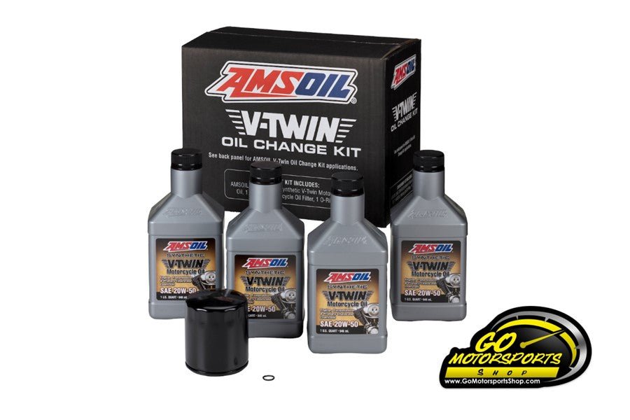 Amsoil V - Twin Oil Change Kit (Chrome & Black Filter) - GO Motorsports Shop
