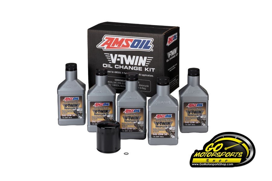 Amsoil V - Twin Oil Change Kit (Chrome & Black Filter) - GO Motorsports Shop