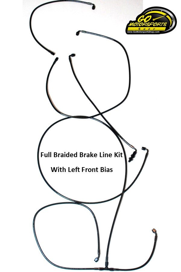 Full Braided Brake Line Kit with Left Front Bias (Bias Mounted in Car) | Legend Car - GO Motorsports Shop