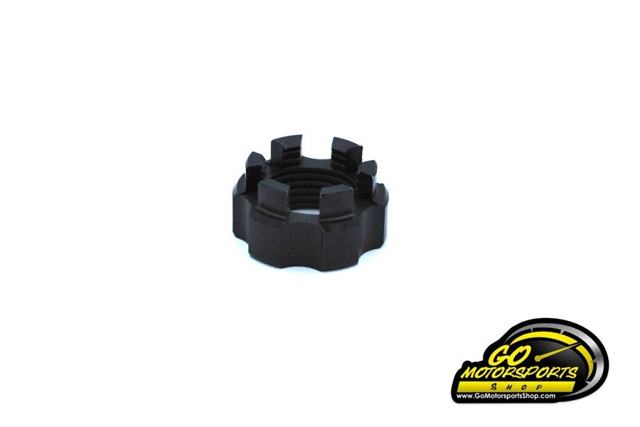 GO Kart | Aluminum Slotted Hex Nut, 5/8 - 18 (Spindle Nut) - Black Andodized - GO Motorsports Shop
