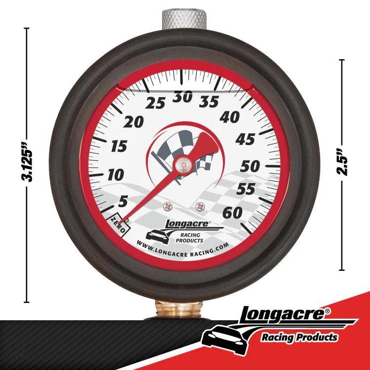 Longacre Liquid Filled 2½" GID Quick Fill Tire Gauge 0 - 60 psi - GO Motorsports Shop
