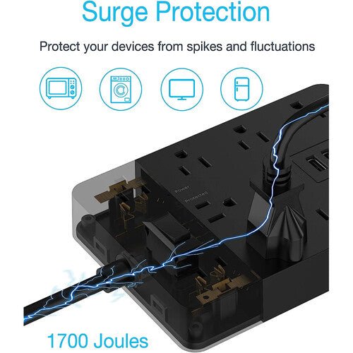 Tessan 10 - Outlet Surge Protector with 3 USB Ports - GO Motorsports Shop