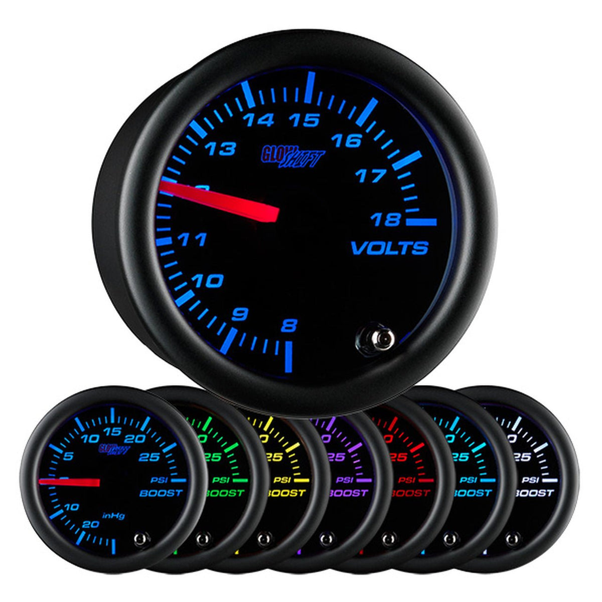 Volt Gauge | Black Dial MultiColor Gauges - GO Motorsports Shop