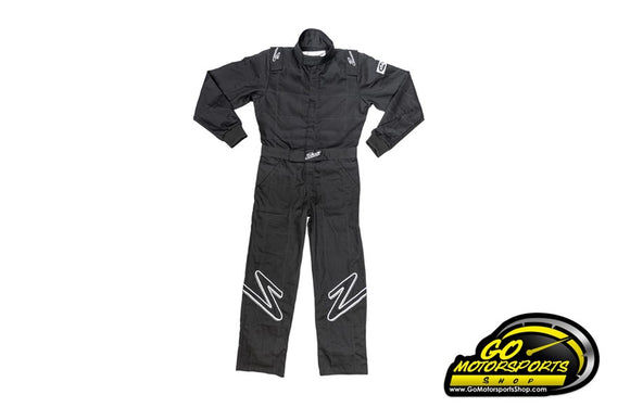 Zamp ZR-10 Youth Racing Suit (SFI 3.2A/1, Single Layer, Fire Retardant Fabric, Black,)